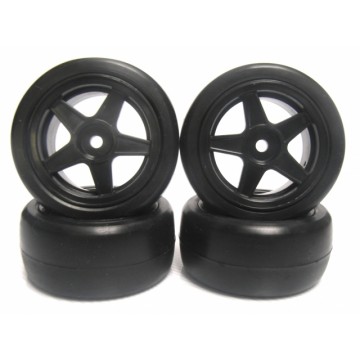 Team Powers Mini Rubber Tire Set ( Pre-Glued, 32R, 1set 4pcs) - for any Tamiya M-Chassis car or mini 1:10 touring car